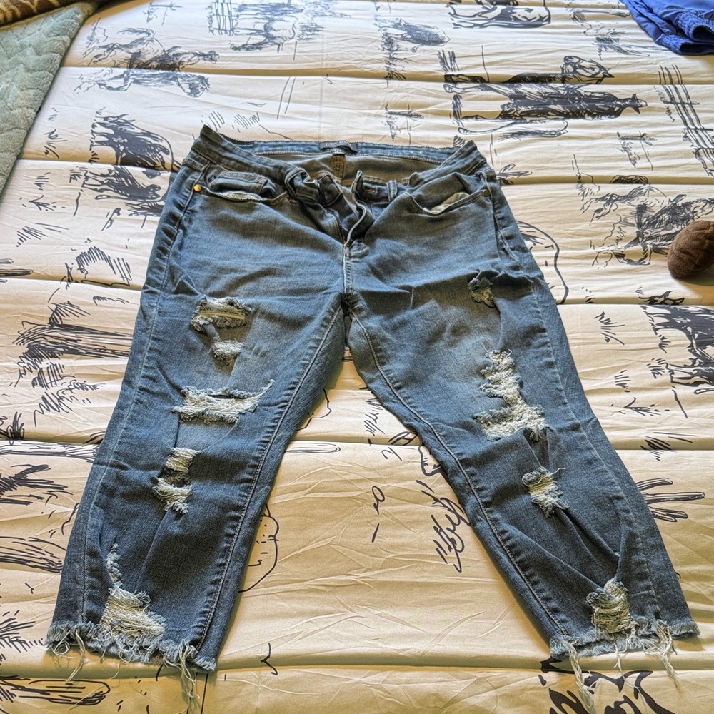 Judy Blue Distressed Cropped Jeans